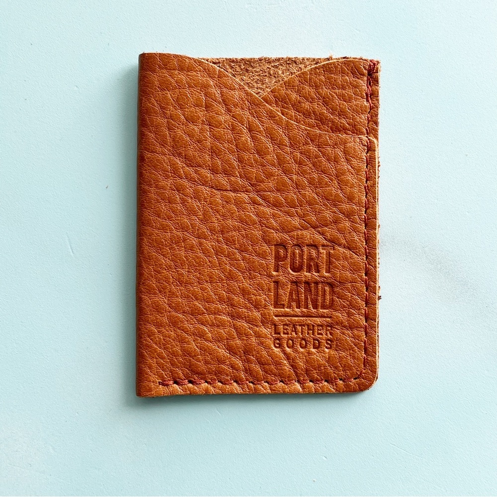 Portland Leather Goods Minimalist Card Holder floppy pebbled light brown leather